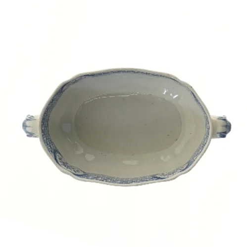 Porcelæn serveringsskål med blåt mønster (str. 19,5x29 cm)