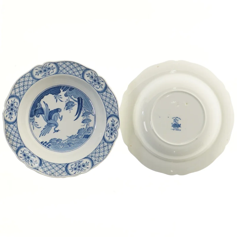 Blå mønstrede porcelænstallerkener (str. 3 stk Ø 23,5 cm)