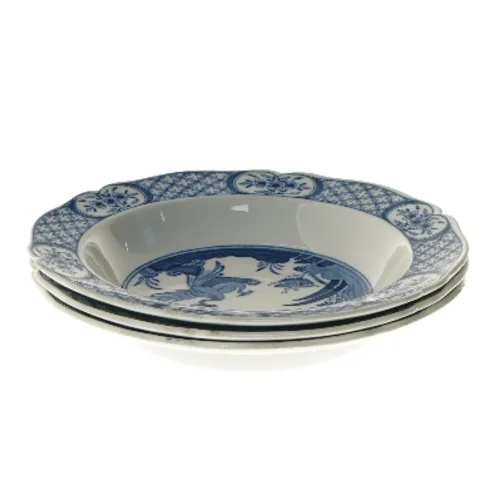 Blå mønstrede porcelænstallerkener (str. 3 stk Ø 23,5 cm)