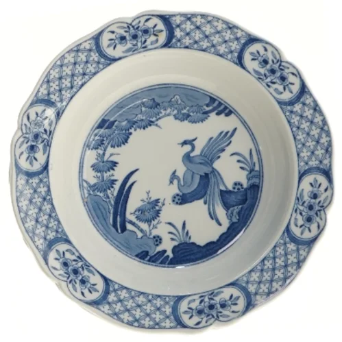 Blå mønstrede porcelænstallerkener (str. 3 stk Ø 23,5 cm)