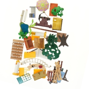Legetøjssæt med diverse dele fra Playmobil