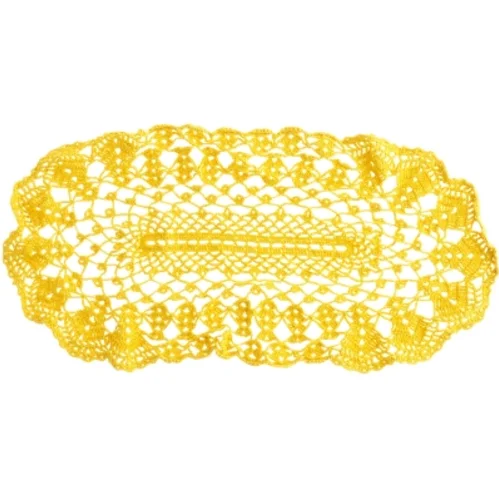 Gul hæklet borddug (str. 53 x 26 cm)
