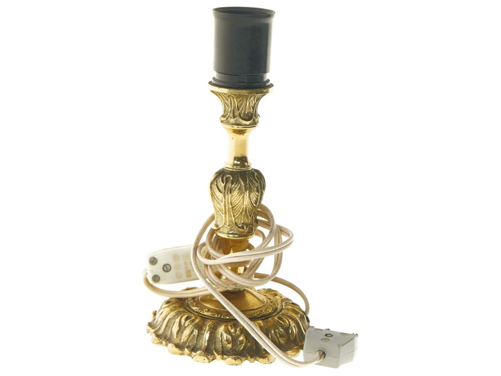 Vintage guldfarvet bordlampe (str. 23x11 cm)