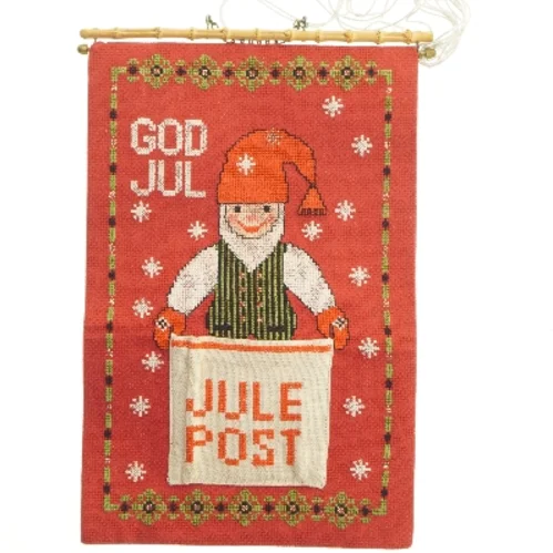 Broderet julepost ophæng (str. 38x24 cm)