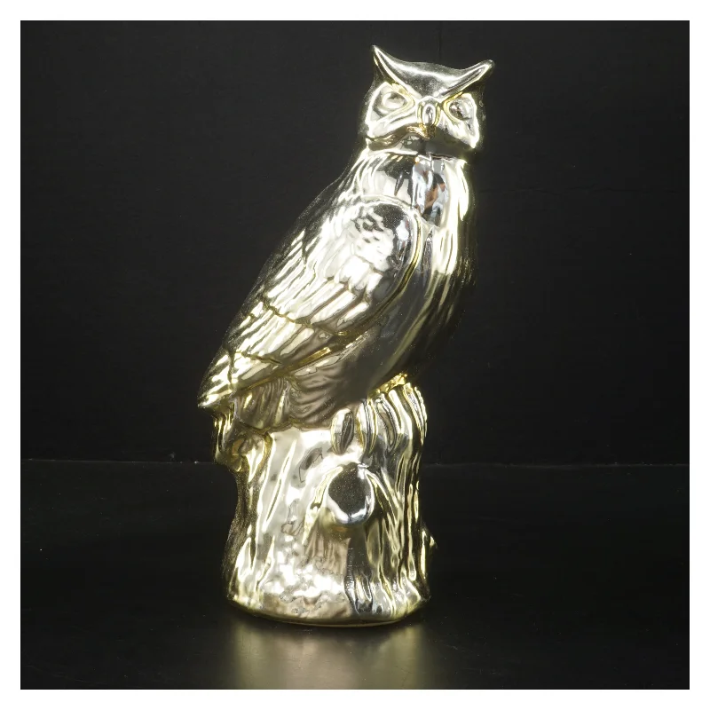 Guld ugle sparebøsse (str. 27 cm)