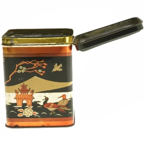 Dekorativ metaldåse med japansk motiv (str. 12x9x9 cm)