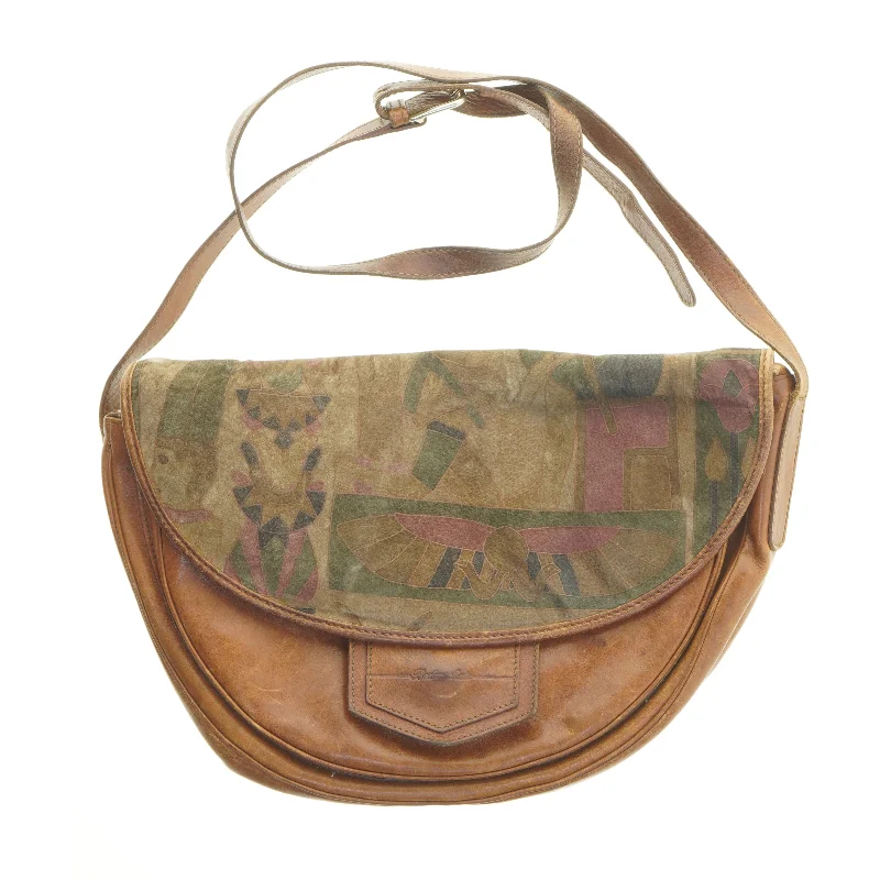 Vintage læder taske med egyptisk motiv (str. 38x25 cm)