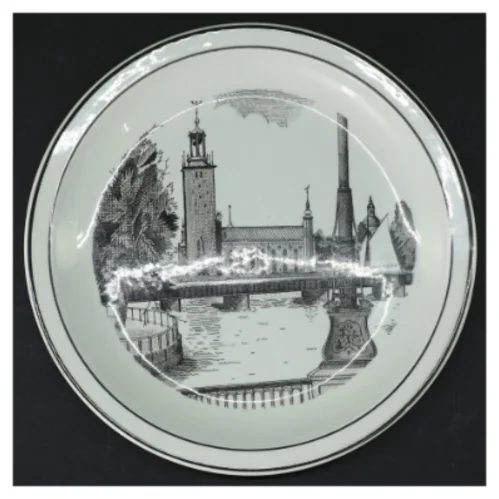 Dekorativt porcelænstallerken fra Gustavsberg (str. Ø. 19 cm)
