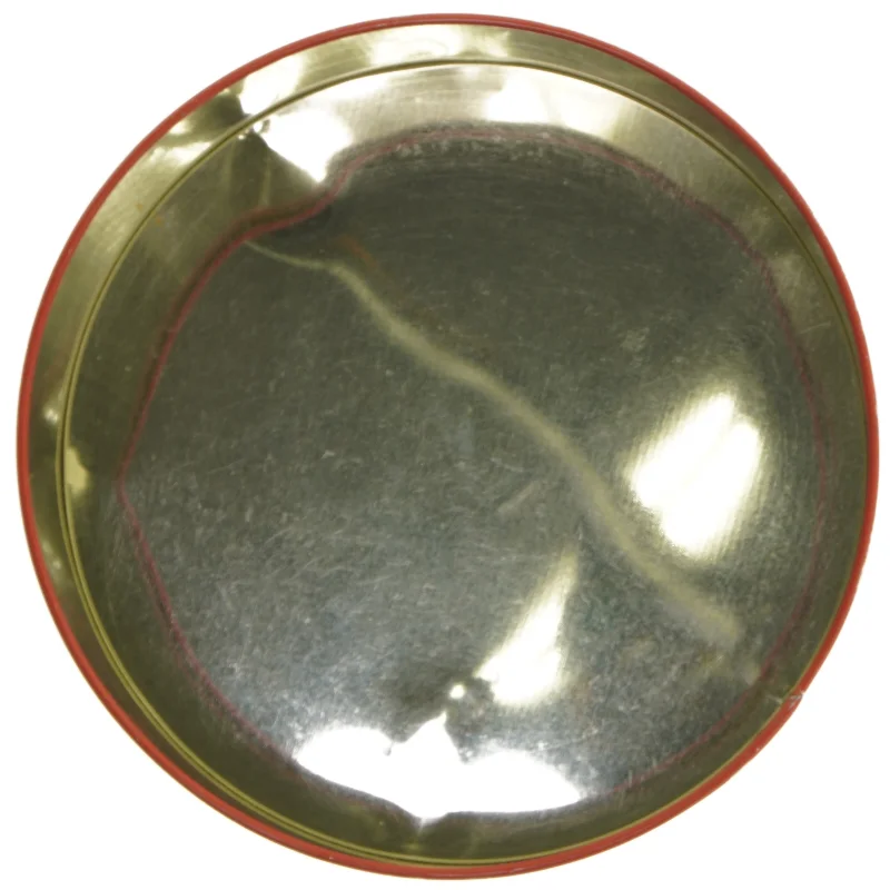 Rund metaldåse med poinsettia dekoration (str. Ø 22 cm)