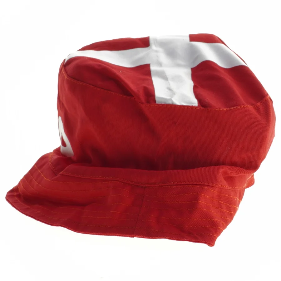 Rød bøllehat med dansk flag og logo (str. Ø. 22 cm)