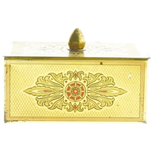 Vintage smykkeskrin i metal (str. 12x7x6 cm)