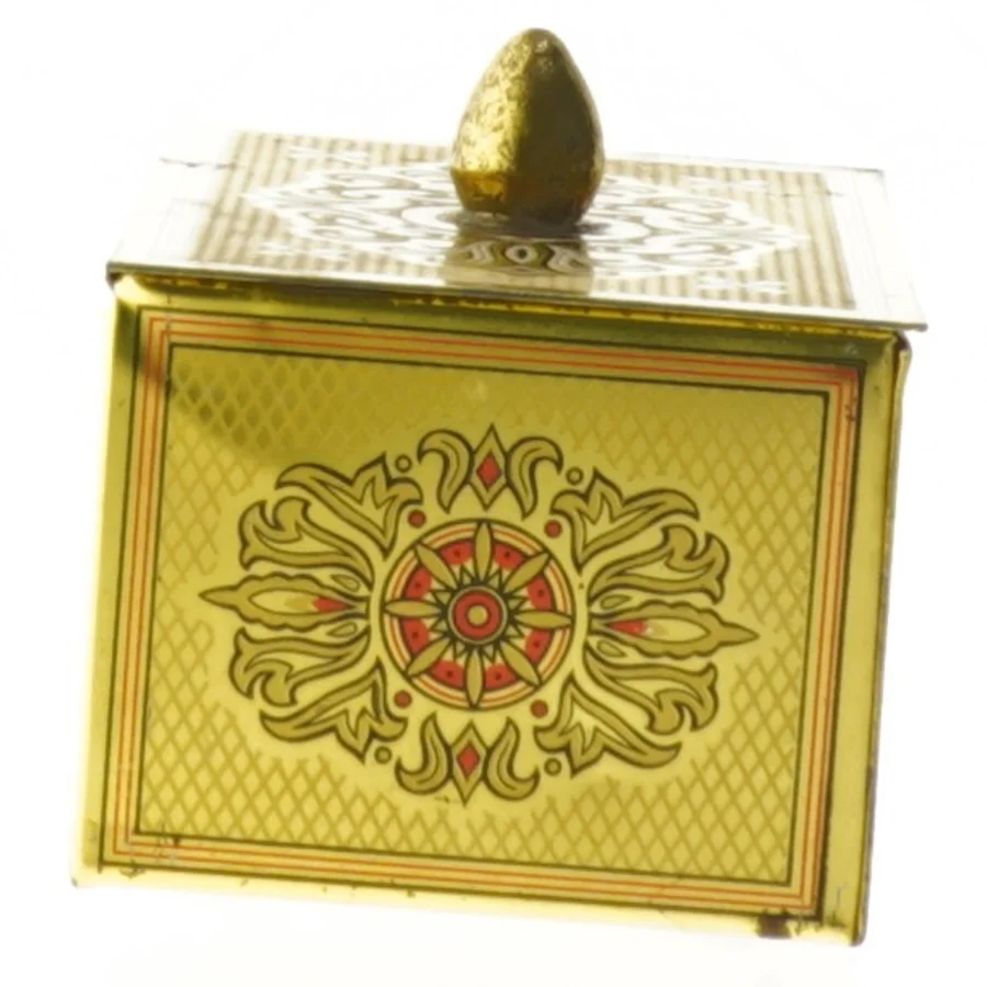 Vintage smykkeskrin i metal (str. 12x7x6 cm)