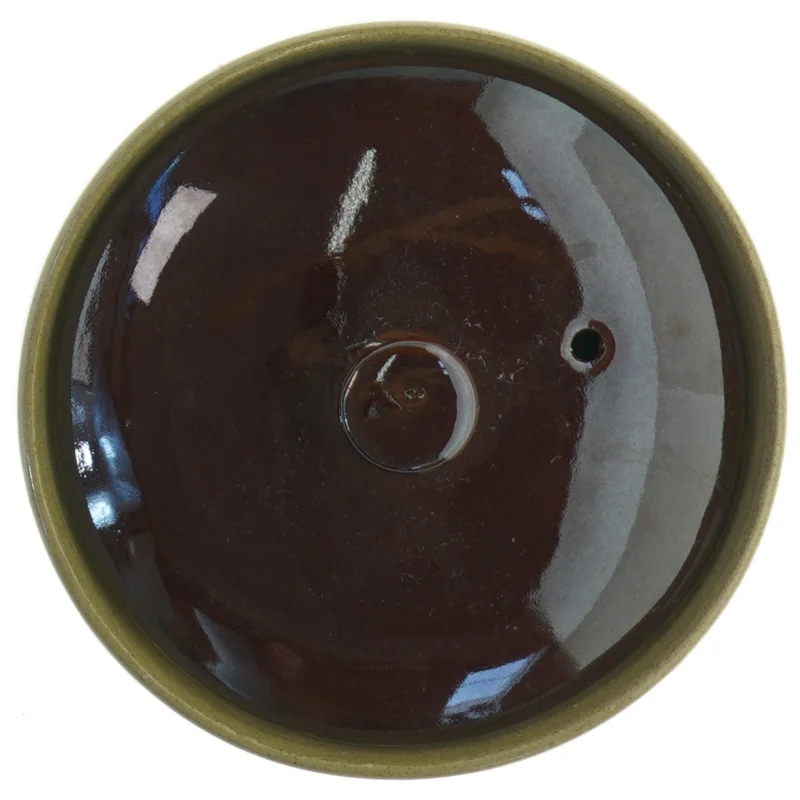 Keramisk sildekrukke med låg (str. Ø 14 cm)