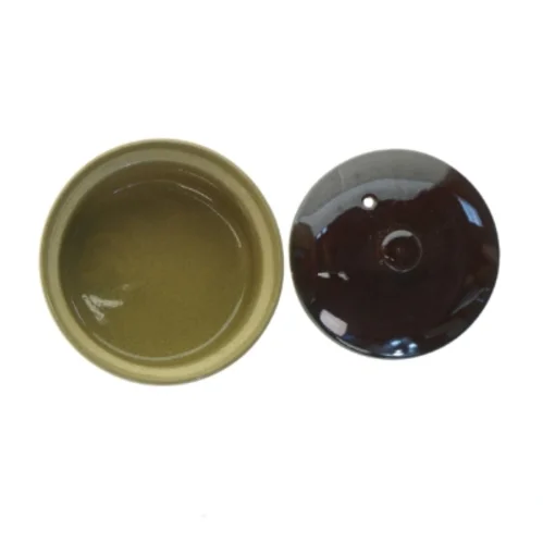 Keramisk sildekrukke med låg (str. Ø 14 cm)