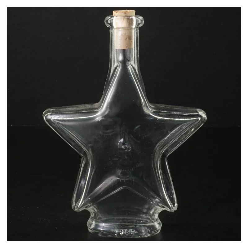 Stjerneformet glasflaske med kork (str. 18,5x13,5 cm)