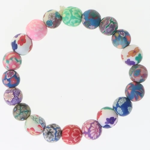 Perlearmbånd med blomster (str. Ø 7,5 cm)