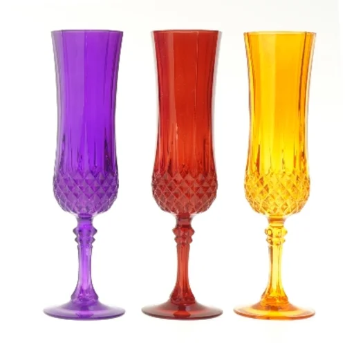 Farvede champagneglas, sæt af 3 (str. 20,5 cm)