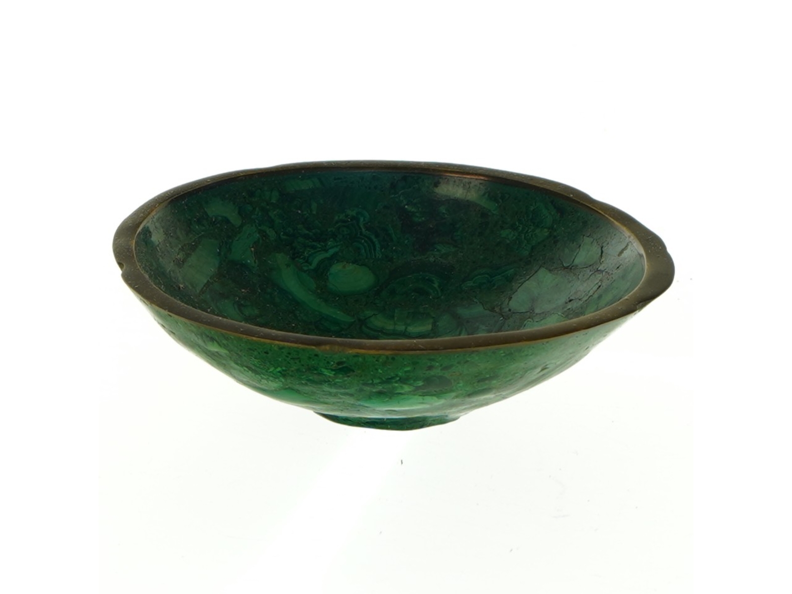 Malakit skål (str. 12,5 cm i diameter. 3 cm høj)