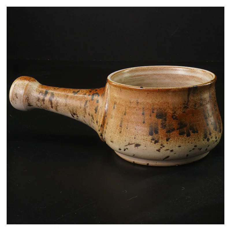 Keramik skål med hank (str. 13 cm i diameter. 8 cm høj)