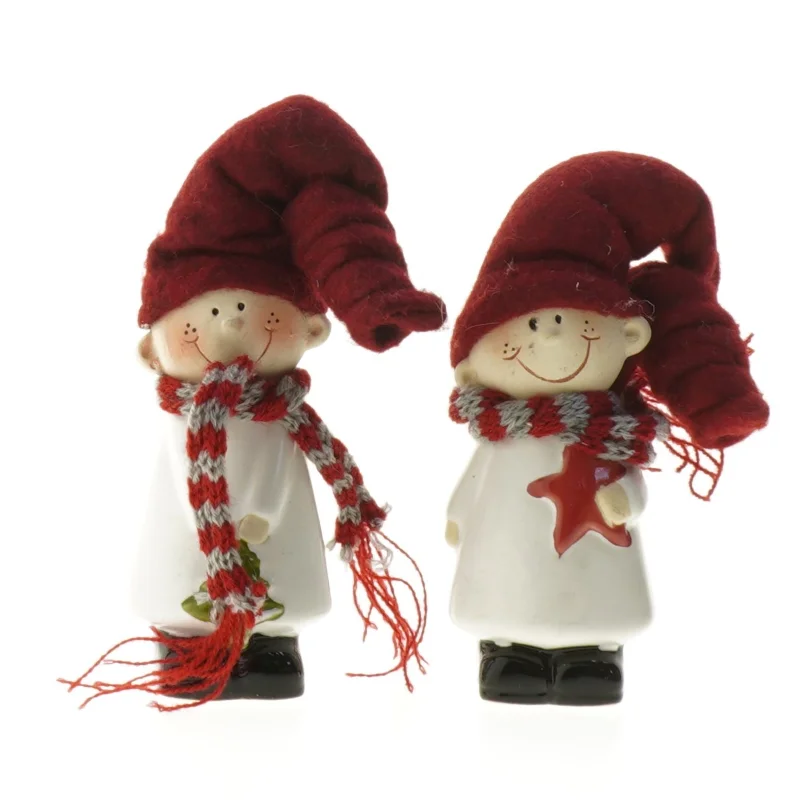 To små keramiske julefigurer (str.  12 cm)