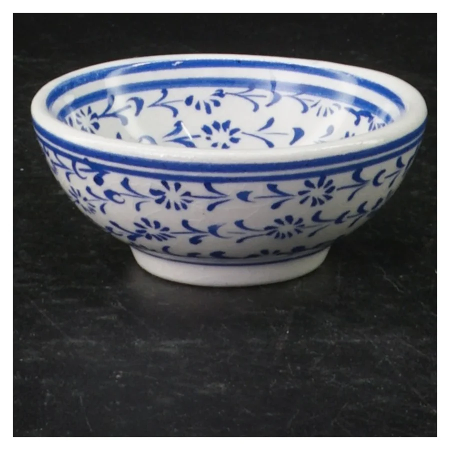 Blå og hvid porcelænsskål (str. 8 cm)