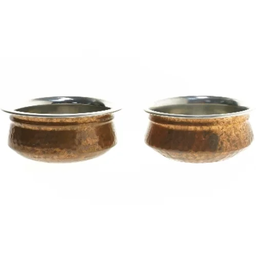 Rustikke skåle af kobber (str. ø 13 cm, 2 styk cm)