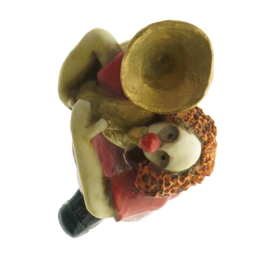 Lerfigur af klovn med trompet (str. 17 cm)