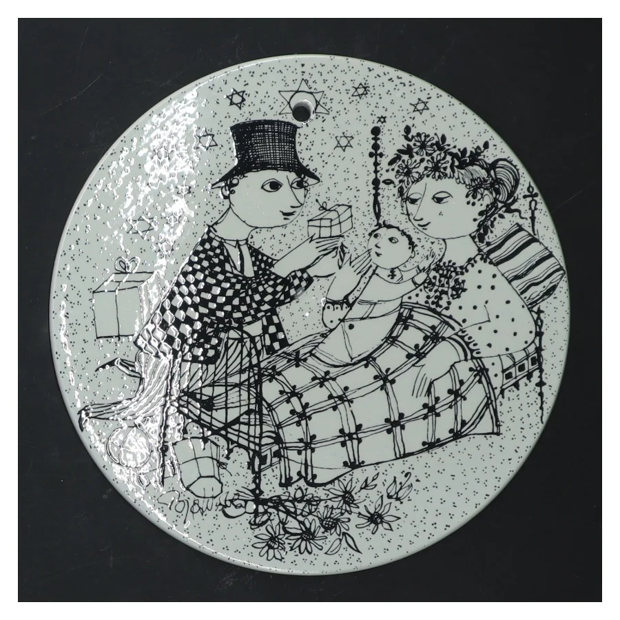 Juleplatte 'December Mirakel' fra Bjørn Wiinblad (str. Ø 15 cm)