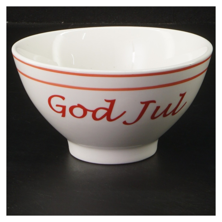 Skål med 'God Jul' tekst (str. Ø 13 cm)