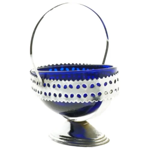 Blå glas skål (str. 13 x 10 cm)