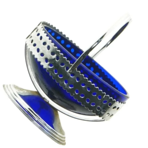 Blå glas skål (str. 13 x 10 cm)