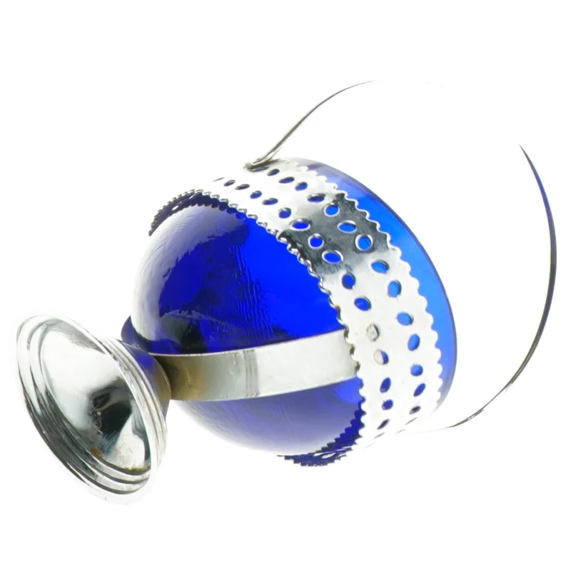 Blå glas skål (str. 13 x 10 cm)