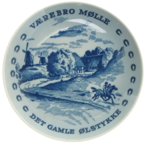 Porcelænsplatter med Værebro Mølle motiv fra Lise Porcelain (str. 19,5 cm)