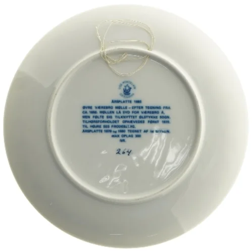 Porcelænsplatter med Værebro Mølle motiv fra Lise Porcelain (str. 19,5 cm)