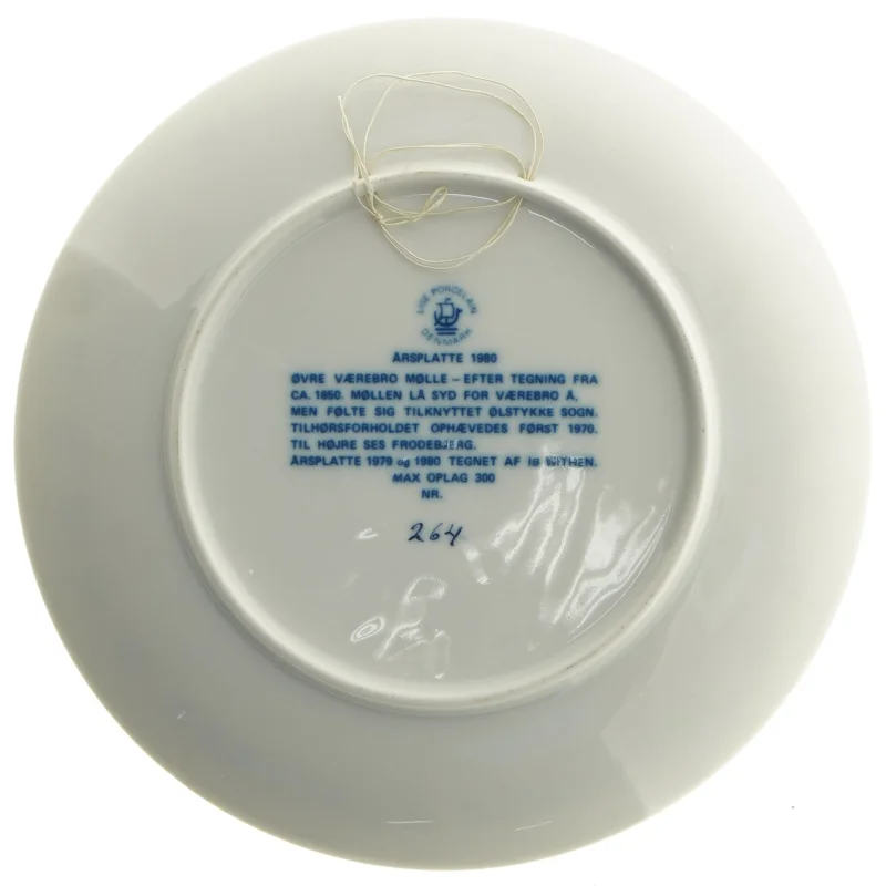 Porcelænsplatter med Værebro Mølle motiv fra Lise Porcelain (str. 19,5 cm)