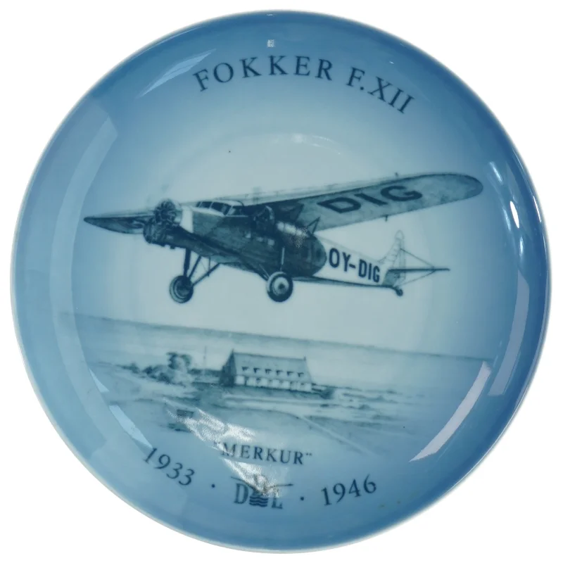 B&G Fokker F.XII porcelænsplatte fra B&G (str. Ø 18 cm)