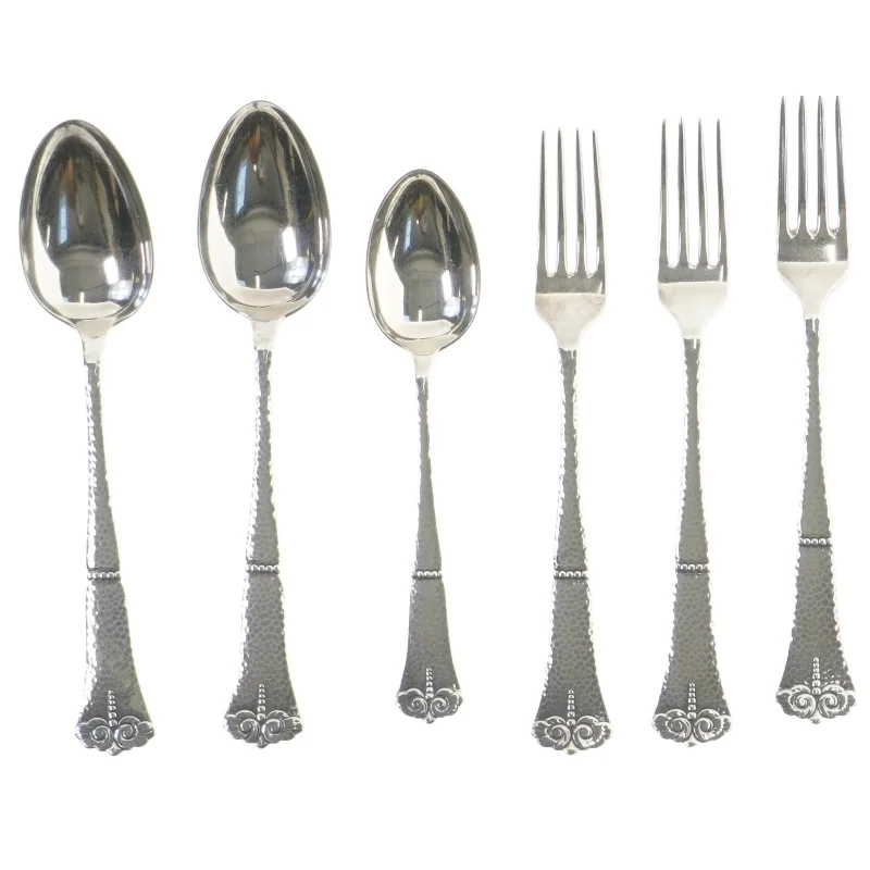 Sæt med gaffel og ske i sølv (str. 21,5 cm)