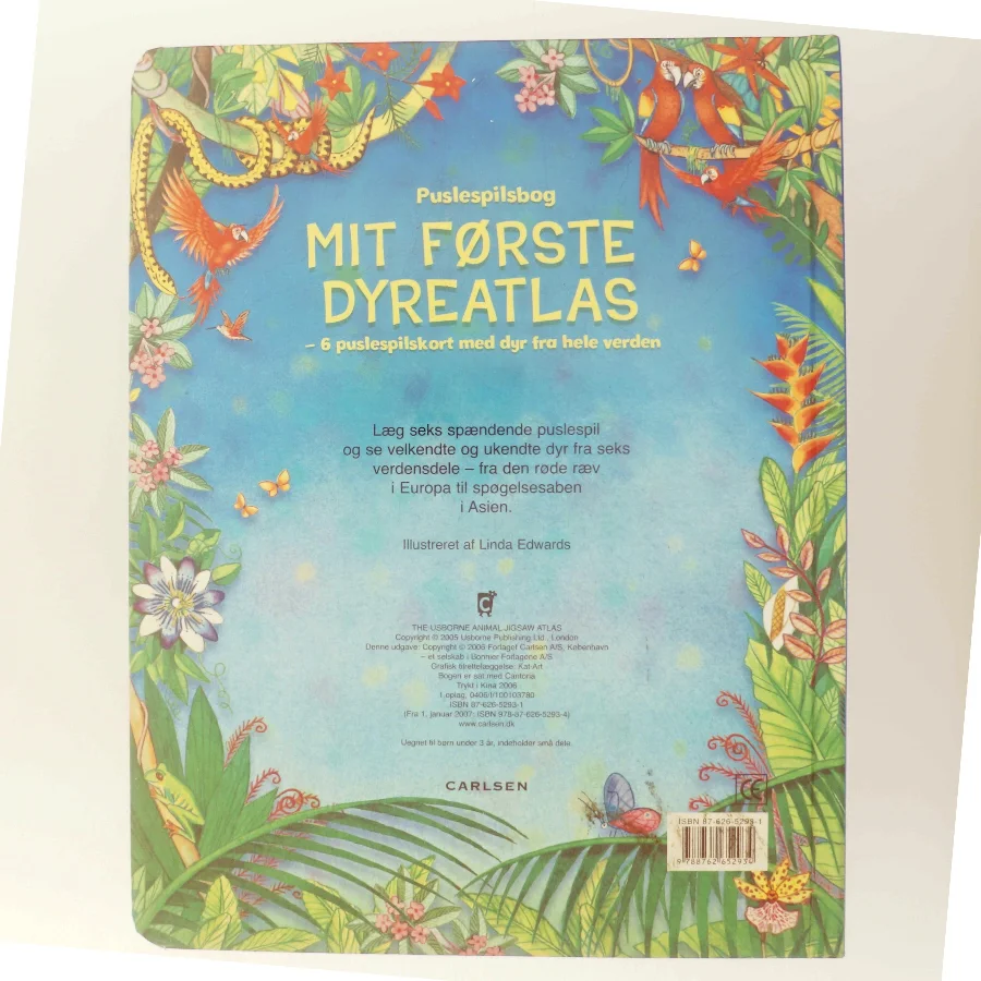 Mit første dyreatlas : 6 puslespilskort med dyr fra hele verden (Bog)