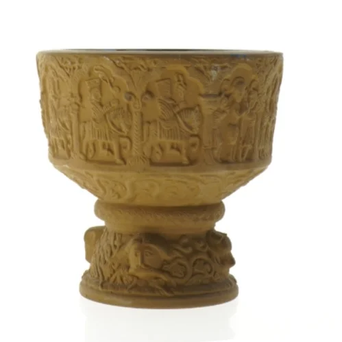 Dekoreret stentøjskrus (str. 14 x 14 cm)