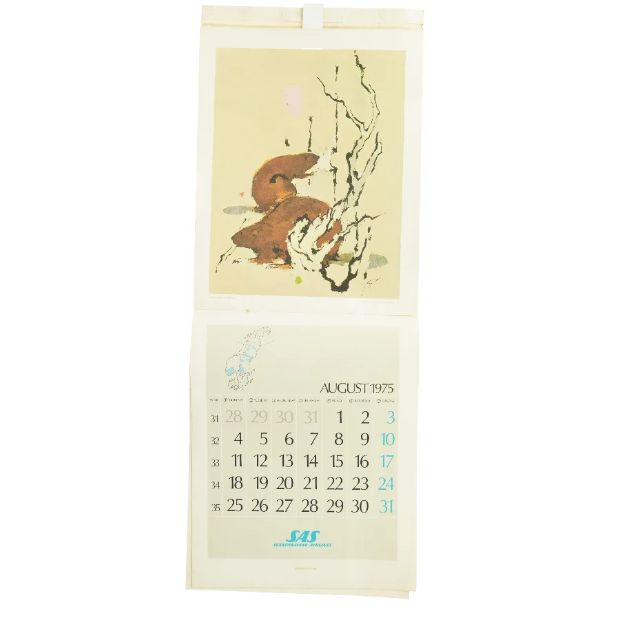 SAS Vægkalender fra 1975 (str. 40 x 29 cm)