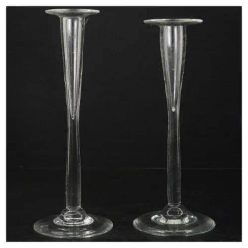 Glas lysestager (str. Længde, 24 cm. ø. 10 cm. og ø, 8 cm)