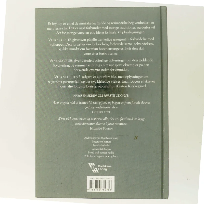 Vi skal giftes : planlægning, vielse, fest, traditioner, lovgivning m.v. (Bog)