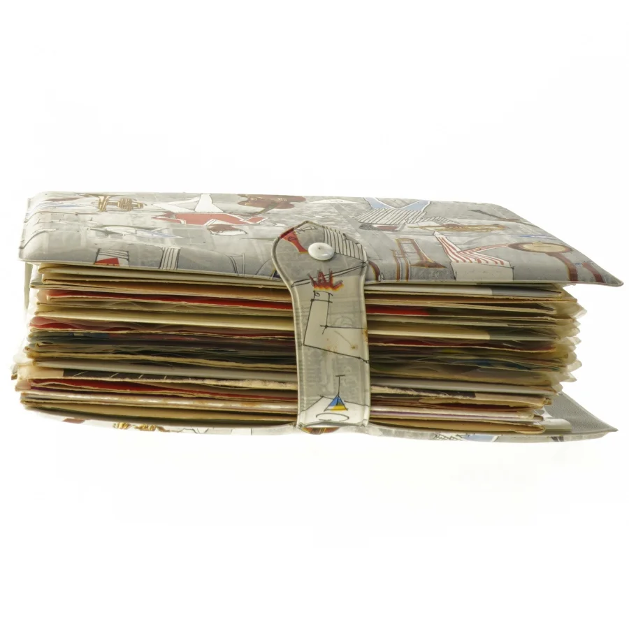 Vintage vinyl opbevaringsmappe til LP singler fra Neptusan (str. 20x20x6 cm)
