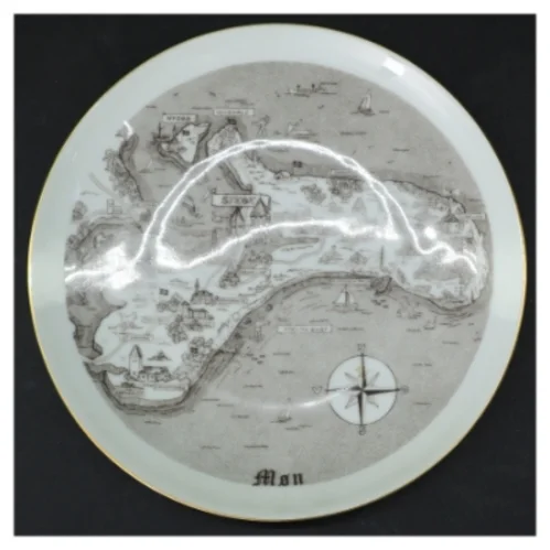Dekorativ tallerken med kortmotiv, Møn fra B&G (str. Ø. 18 cm)