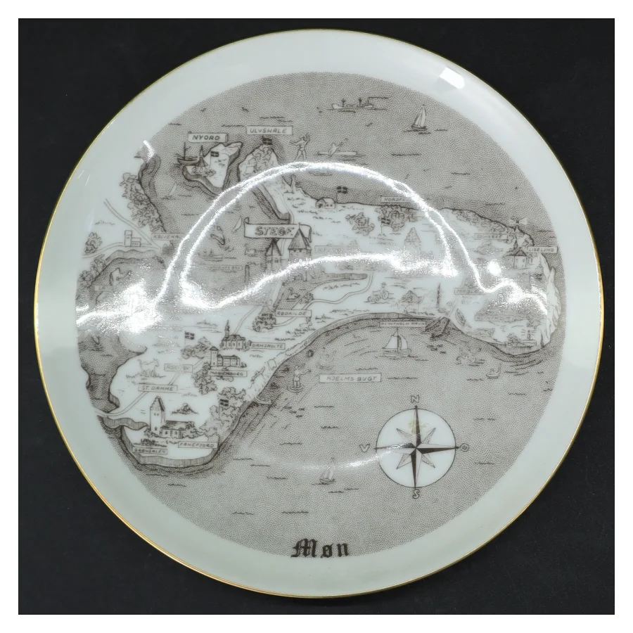 Dekorativ tallerken med kortmotiv, Møn fra B&G (str. Ø. 18 cm)