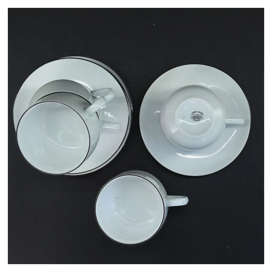 Kaffekop sæt med underkopper fra Atelier (str. 6 stk Ø 8 & 13,5 cm)
