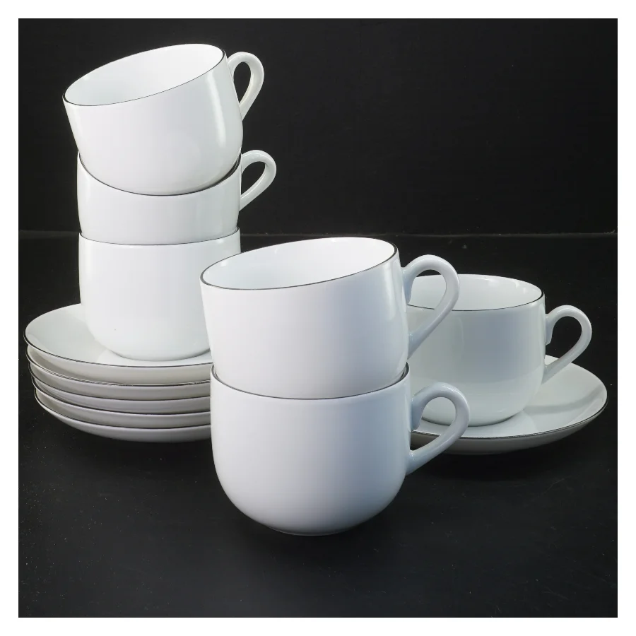 Kaffekop sæt med underkopper fra Atelier (str. 6 stk Ø 8 & 13,5 cm)