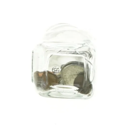 Glasbeholder med mønter (str. 10 x 6 cm)