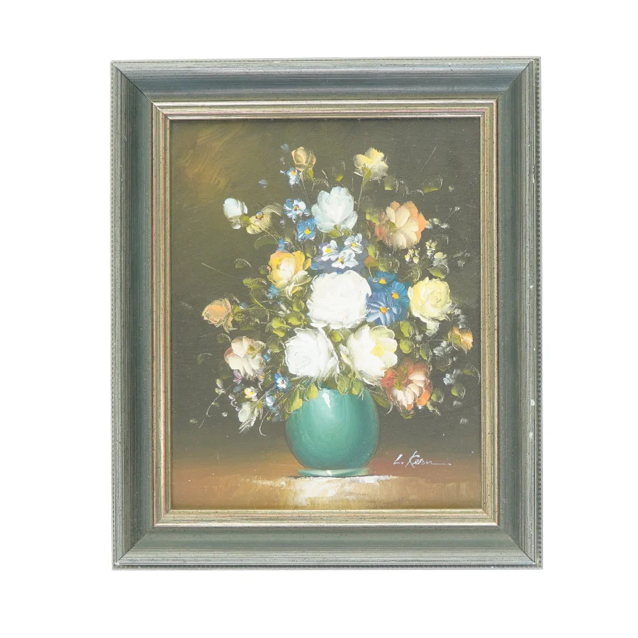 Billede med blomstermotiv (str. 32 x 27 cm)