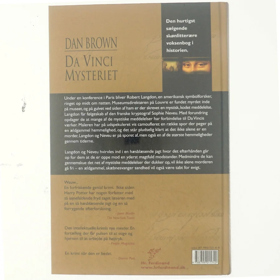 Da Vinci Mysteriet af Dan Brown (Bog)